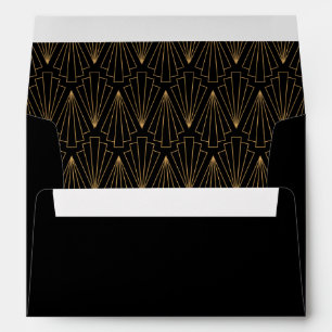 Enveloppe Motif Gold et Black Art Déco