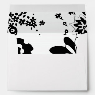 Enveloppe Motif graphique de jardin floral noir et blanc