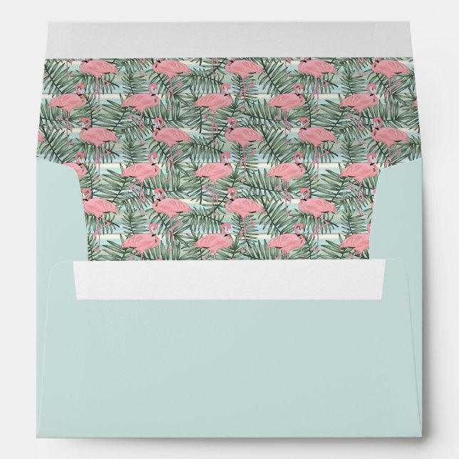 Enveloppe Motif Hip Pink Flamants roses Cute Palm Leafs (Dos (Bas))