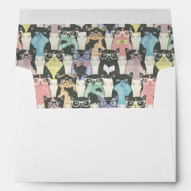 Enveloppe Motif Hipster Cute Cats (Dos (Bas))