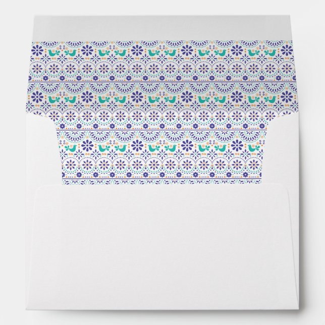 Enveloppe Motif mexicain d'art populaire de tuile d'oiseau (Dos (Bas))