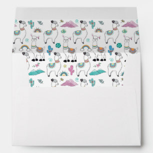 Enveloppe Motif mignon de lama de bande dessinée