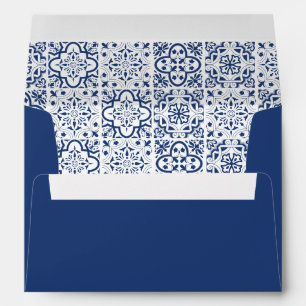 Enveloppe Motif moderne bleu méditerranéen Carrelage Mariage