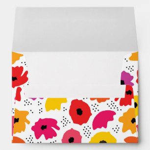 Enveloppe Motif moderne Pavot Rose Rouge Orange Floral Point