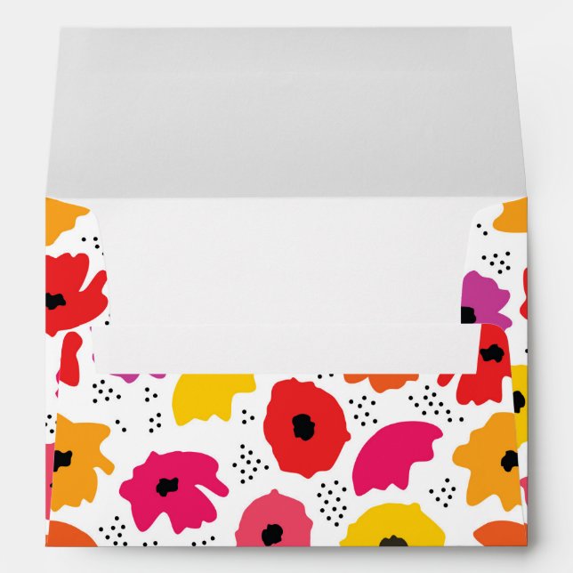 Enveloppe Motif moderne Pavot Rose Rouge Orange Floral Point (Dos (Bas))