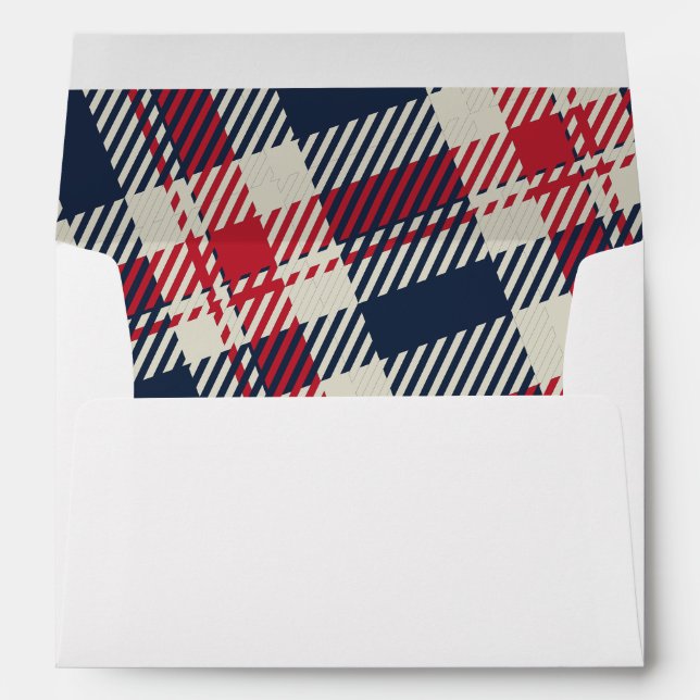 Enveloppe Motif moderne Plaid Noël personnalisé (Dos (Bas))