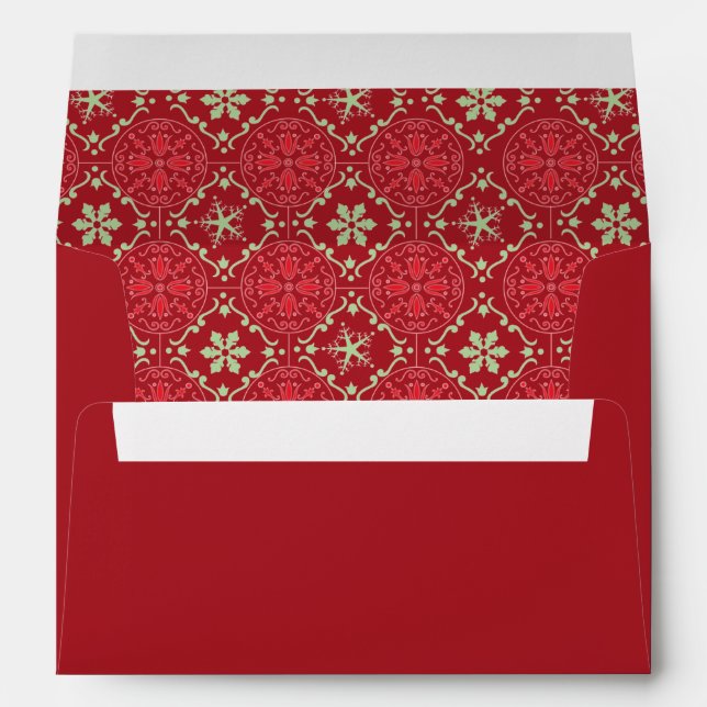 Enveloppe Motif Nordic Snowflake Coordination en rouge 5x7 (Dos (Bas))