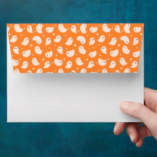 Enveloppe Motif Orange Ghost Doodle