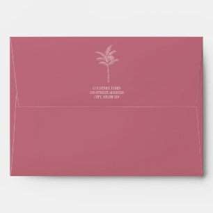 Enveloppe Motif Palm Tree rose et Mariage vert