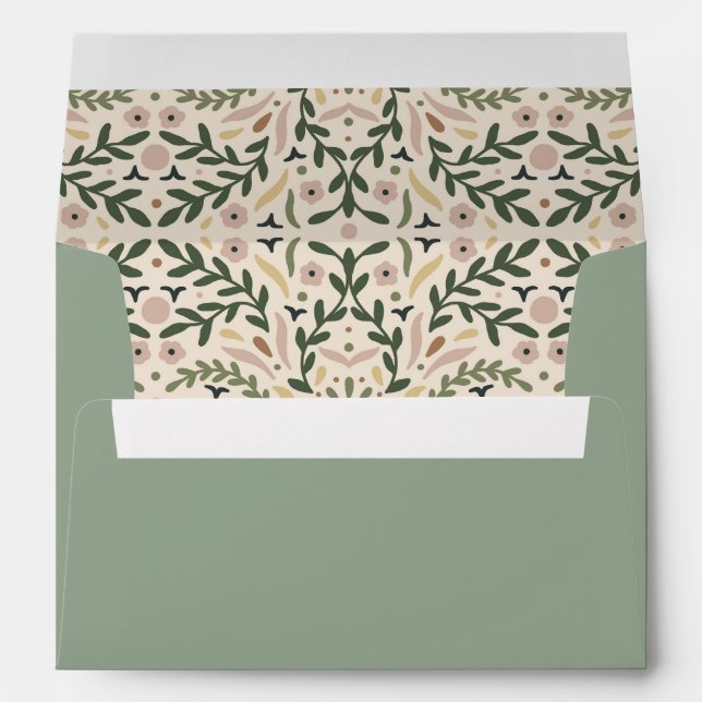 Enveloppe motif pastel vert (Dos (Bas))