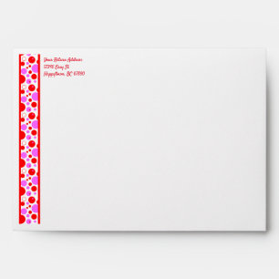 Enveloppe Motif personnalisé à pois rose et rouge dans une e