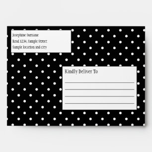 Enveloppe Motif Points Blancs sur Fond Noir Texte Personnali