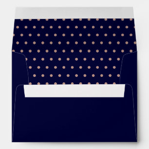 Enveloppe Motif Polka Dot Texté bleu marine et or Rose