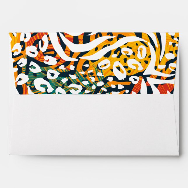 Enveloppe Motif Poster de animal sauvage coloré (Dos (Haut rabat))