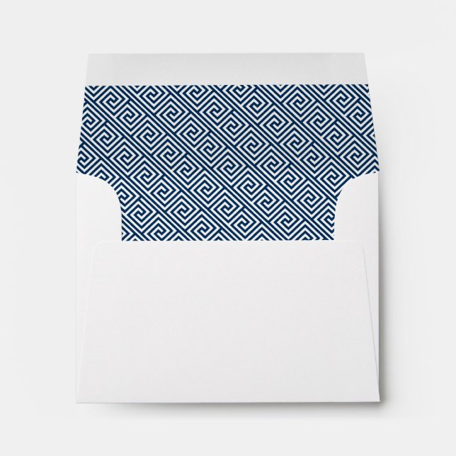 Enveloppe Motif principal grec de bleu marine rayé (Dos (Bas))