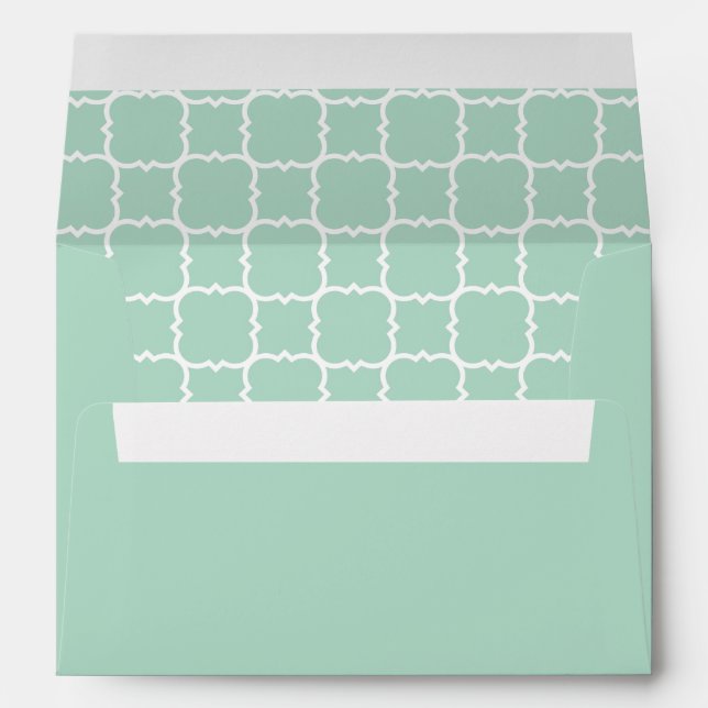 Enveloppe Motif Quatrefoil vert et blanc à la menthe (Dos (Bas))