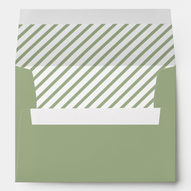 Enveloppe Motif rayé vert sauge et blanc (Dos (Bas))