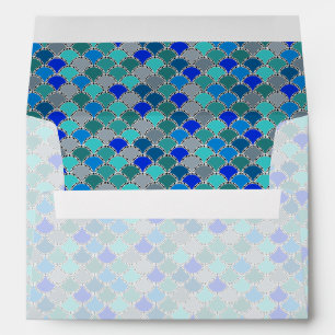 Enveloppe Motif Retro Turquoise bleu Turquoise Gris