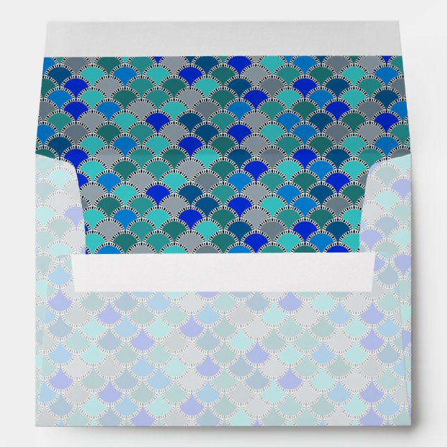 Enveloppe Motif Retro Turquoise bleu Turquoise Gris (Dos (Bas))
