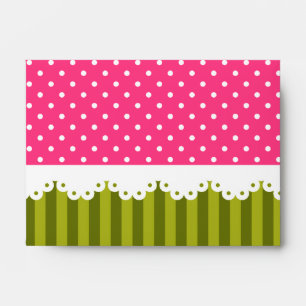 Enveloppe Motif rose mignon de rayures de vert de point de