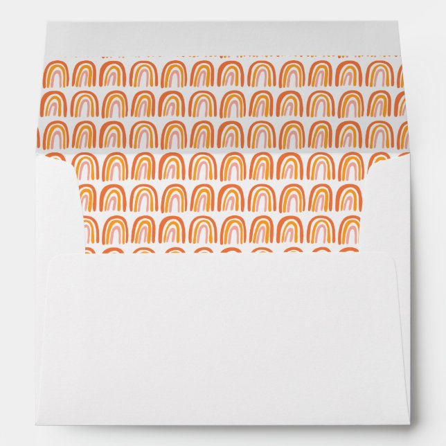 Enveloppe Motif rose orange Rainbows Baby shower personnalis (Dos (Bas))