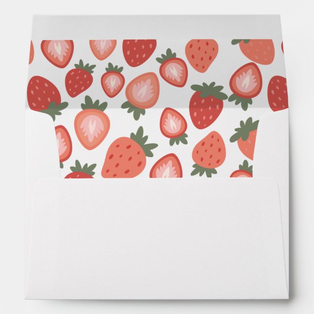 Enveloppe Motif sans fil de fraise rouge (Dos (Bas))