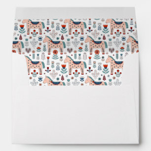 Enveloppe Motif scandinave d'art populaire de cheval
