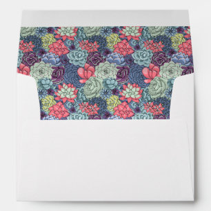 Enveloppe Motif succulent coloré