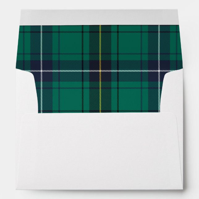 Enveloppe Motif Tartan Clan Henderson Vert Noir Noël (Dos (Bas))