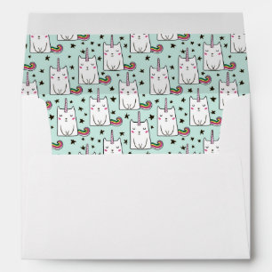 Enveloppe Motif tiré par la main mignon de chat de licorne