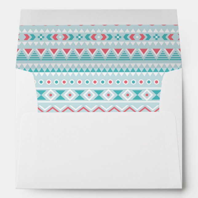 Enveloppe Motif tribal Aztec Turquoise et rose (Dos (Bas))