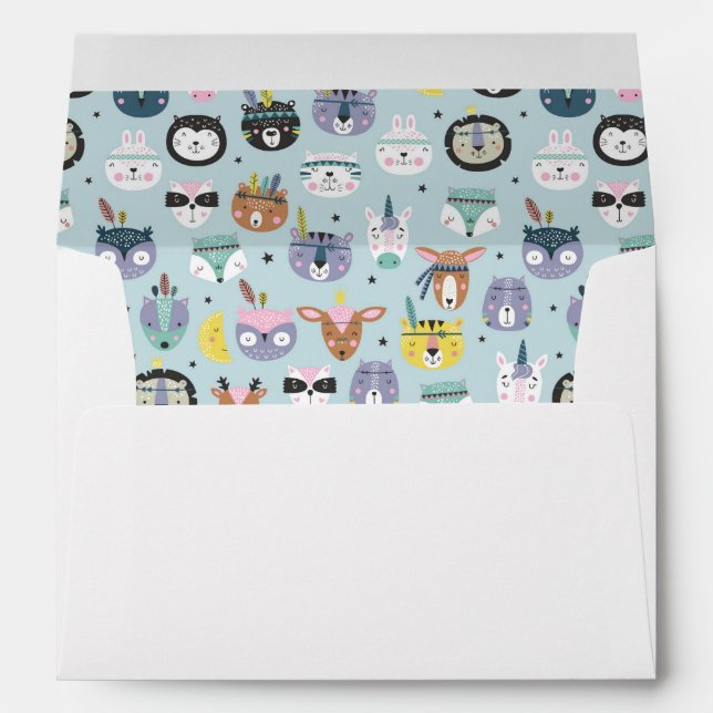 Enveloppe Motif tribal mignon de visage (Dos (Bas))