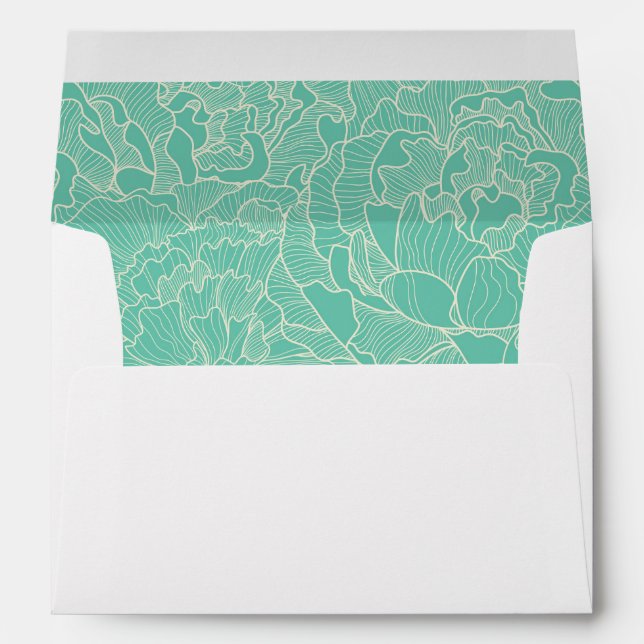 Enveloppe Motif Turquoise Peony (Dos (Bas))