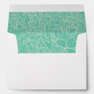 Enveloppe Motif Turquoise Peony