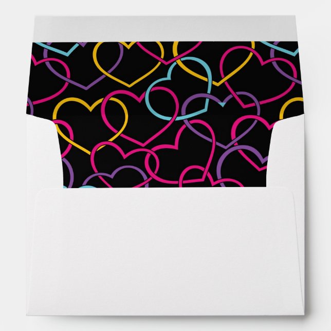 Enveloppe Motif Valentin aux Coeurs de couleurs (Dos (Bas))