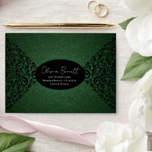 Enveloppe Motif vert Elegant Dark Damask