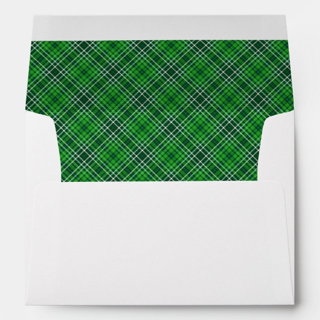 Enveloppe Motif vert-foncé et de Forest Green de plaid (Dos (Bas))