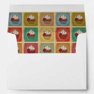 Enveloppe motif Vintage en cupcakes
