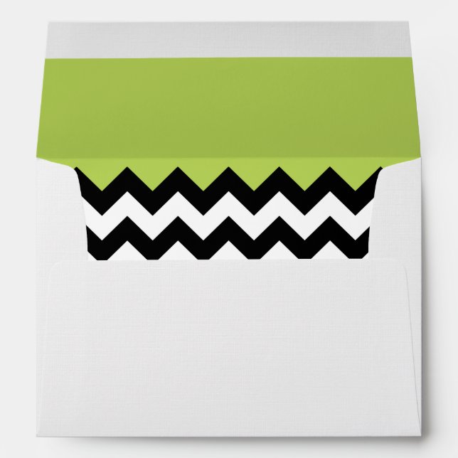 Enveloppe Motif Zigzag noir et blanc, Chevron, Vert (Dos (Bas))