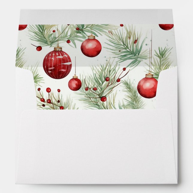 Enveloppe Motifs de Noël Verts et Rouges -  (Dos (Bas))