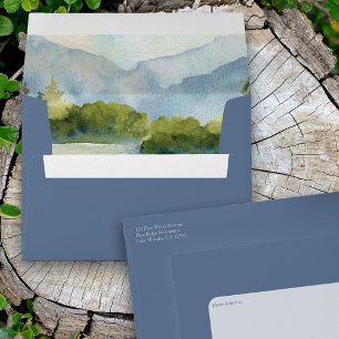Enveloppe Mountain Lake Dusty Blue Faire-part de mariage