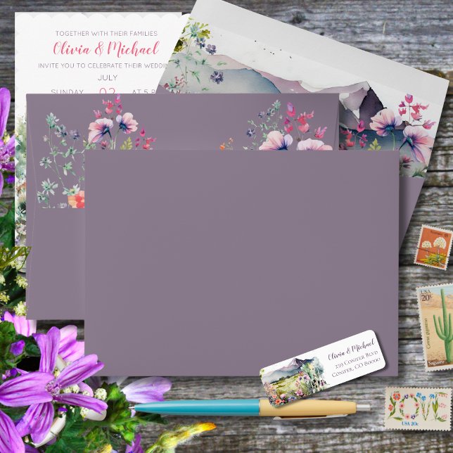 Enveloppe Mountain Thyme Fleur sauvage Mariage Inviter Envel (Créateur téléchargé)