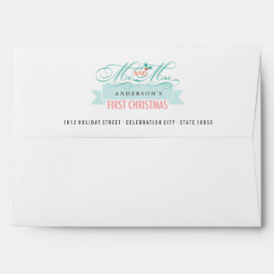 Enveloppe Mr & Mrs 1st Christmas Mistletoes Mariage de vacan