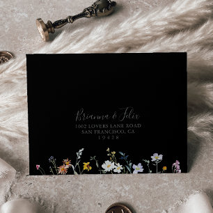 Enveloppe Multicolore sauvage Floral Noir auto-adressé RSVP