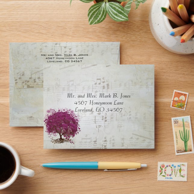 Enveloppe musicale RSVP Sangria Heart Leaf (Desk)