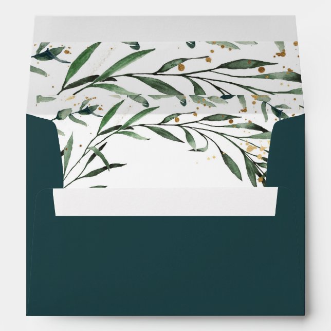Enveloppe Nature hivernale | Aquarelle Foliage Gold Salutati (Dos (Bas))