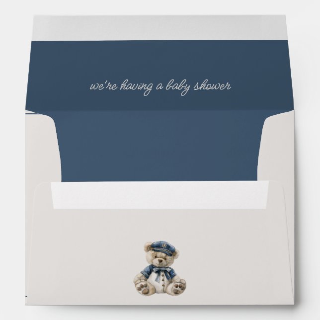 Enveloppe Nautical Blue Baby Bear Baby Shower (Dos (Bas))