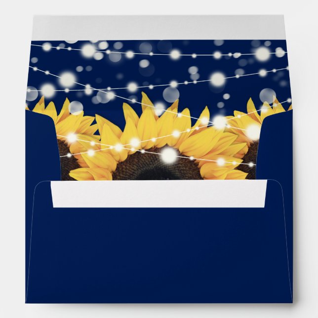 Enveloppe Navy Blue and Yellow Sunflower Adresse de retour (Dos (Bas))