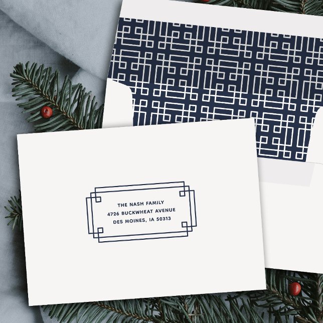 Enveloppe Navy Blue Elegant Deco Frame Holiday Envelope (Créateur téléchargé)
