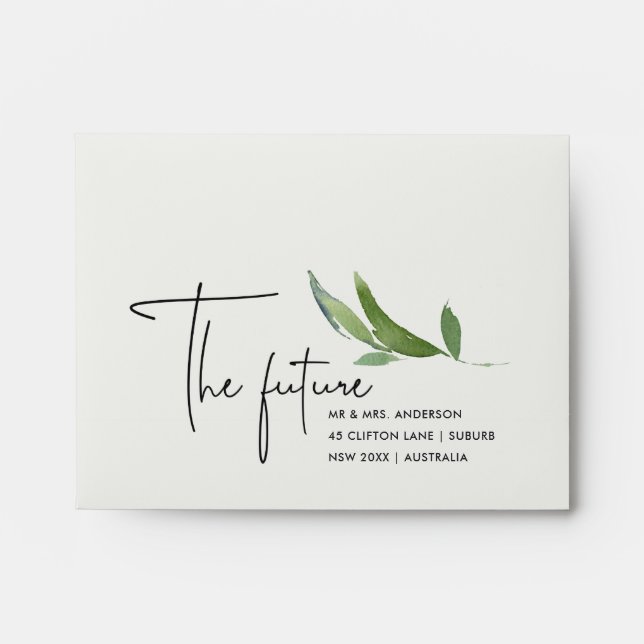 ENVELOPPE NAVY FAUNA L'AVENIR M & MRS RSVP RETOUR ADRESSE (Devant)